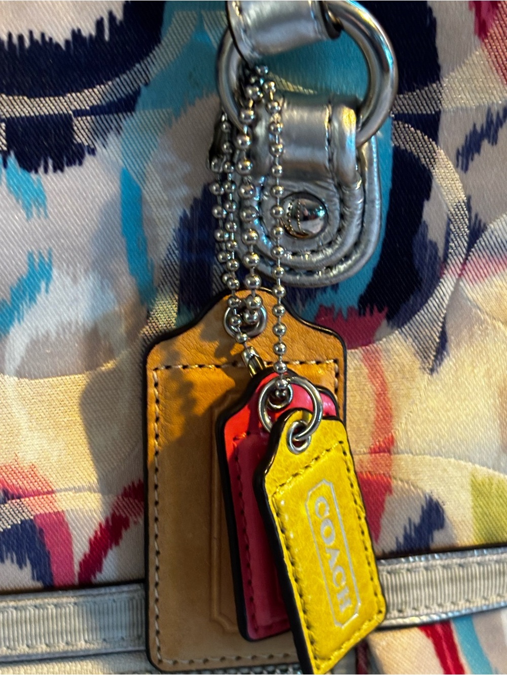 COACH Poppy Ikat Signature C Foldover Tote & Crossbody Bag (Style 19873). - Picture 9 of 10